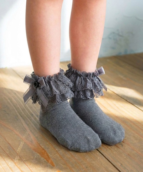 Rora(ローラ)の「ピア レースソックス (3colors)(ソックス/靴下・キッズ・ブラック/アイボリー/グレー・16-18cm/14-16cm/18-20cm)」の14枚目の写真
