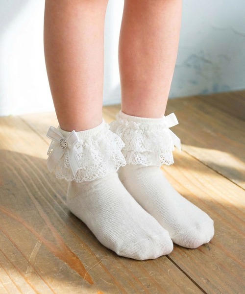 Rora(ローラ)の「ピア レースソックス (3colors)(ソックス/靴下・キッズ・ブラック/アイボリー/グレー・16-18cm/14-16cm/18-20cm)」の15枚目の写真