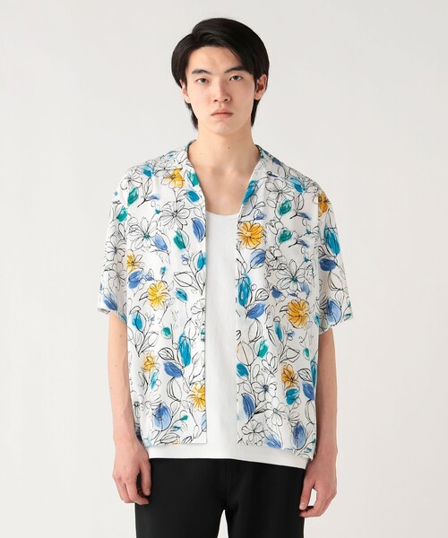 BEAMS HEART(ビームスハート)の「プリント オープンカラー シャツ(シャツ/ブラウス・メンズ・レッド系その他7/ホワイト系その他2/ホワイト/ダークブラウン/ネイビー・SMALL/MEDIUM/LARGE)」の2枚目の写真