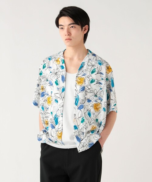 BEAMS HEART(ビームスハート)の「プリント オープンカラー シャツ(シャツ/ブラウス・メンズ・レッド系その他7/ホワイト系その他2/ホワイト/ダークブラウン/ネイビー・SMALL/MEDIUM/LARGE)」の8枚目の写真