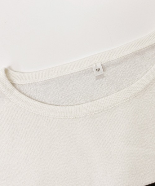 coca（coca）（コカ）の「シャリ感ボーダーニットトップス（Tシャツ/カットソー・レディース・ブラック/ブルー・L/M/S）」の15枚目の写真