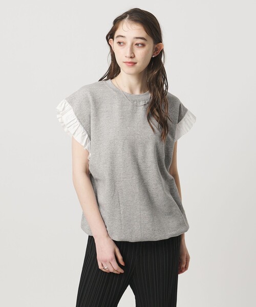 dahl'ia(ダリア)の「<dahl’ia>フリルスリーブ スウェット(スウェット・レディース・グレー系/ブラック・FREE)」の1枚目の写真