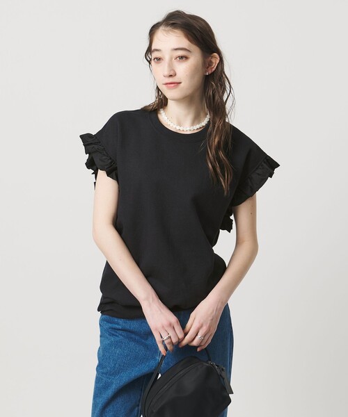 dahl'ia(ダリア)の「<dahl’ia>フリルスリーブ スウェット(スウェット・レディース・グレー系/ブラック・FREE)」の3枚目の写真