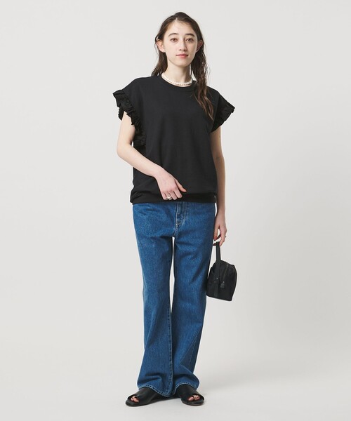 dahl'ia(ダリア)の「<dahl’ia>フリルスリーブ スウェット(スウェット・レディース・グレー系/ブラック・FREE)」の4枚目の写真