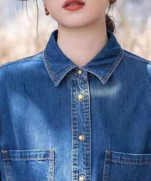 SallyLunn（サリーラン）の「ポケット付きデニムシャツ（シャツ/ブラウス・レディース・ブルー・LARGE/MEDIUM）」の12枚目の写真