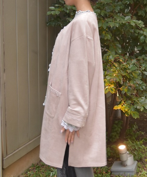 axes femme(アクシーズファム)の「カットスエードコーディガン(カーディガン/ボレロ・レディース・ベージュ/チャコール/ピンク・FREE)」の9枚目の写真