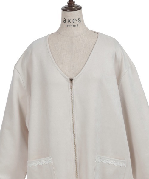 axes femme(アクシーズファム)の「カットスエードコーディガン(カーディガン/ボレロ・レディース・ベージュ/チャコール/ピンク・FREE)」の22枚目の写真