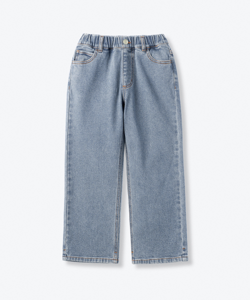 MUSINSA STANDARD KIDS（ムシンサスタンダードキッズ）の「起毛レギュラーフィットバンディングデニムパンツ[ライトインディゴ]（デニムパンツ・レディース・その他・110/120/130/150/160/100）」の2枚目の写真
