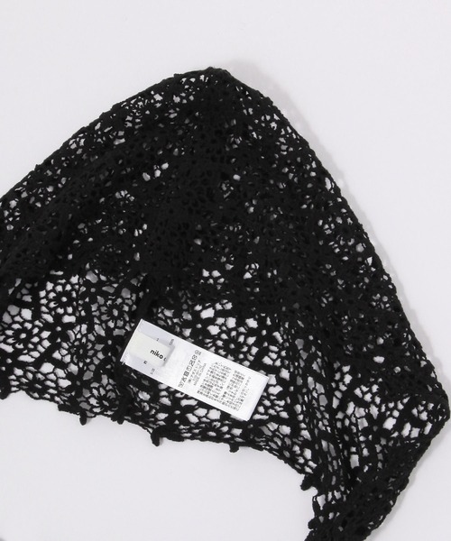 niko and...（ニコアンド）の「オリジナルクロシェフードスカーフ（ストール/ショール・レディース・オフホワイト/ブラック・0）」の6枚目の写真