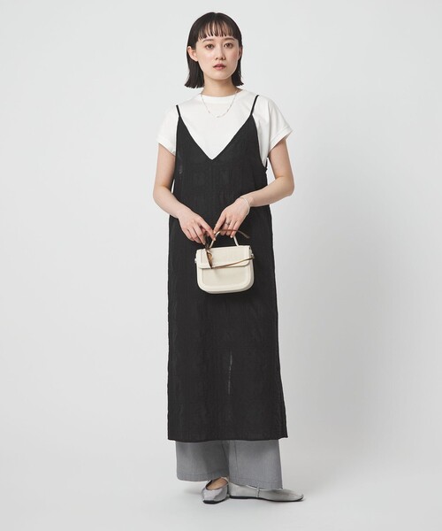 green label relaxing（グリーンレーベルリラクシング）の「シアー クロス ステッチ ワンピース（ワンピース・レディース・オフホワイト/ブラック・FREE）」の10枚目の写真