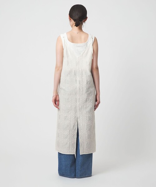 green label relaxing（グリーンレーベルリラクシング）の「シアー クロス ステッチ ワンピース（ワンピース・レディース・オフホワイト/ブラック・FREE）」の14枚目の写真