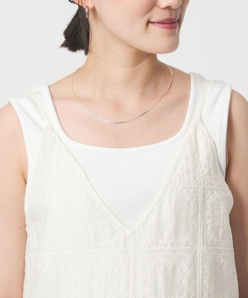 green label relaxing（グリーンレーベルリラクシング）の「シアー クロス ステッチ ワンピース（ワンピース・レディース・オフホワイト/ブラック・FREE）」の15枚目の写真