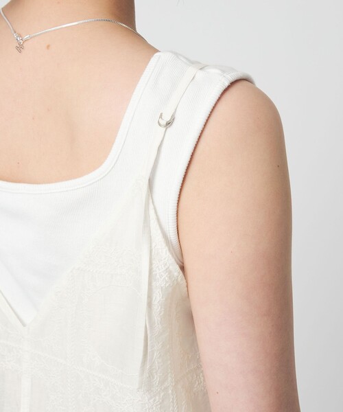 green label relaxing（グリーンレーベルリラクシング）の「シアー クロス ステッチ ワンピース（ワンピース・レディース・オフホワイト/ブラック・FREE）」の17枚目の写真