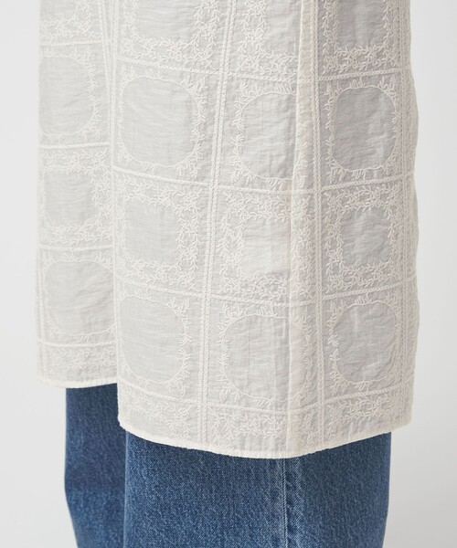 green label relaxing（グリーンレーベルリラクシング）の「シアー クロス ステッチ ワンピース（ワンピース・レディース・オフホワイト/ブラック・FREE）」の18枚目の写真