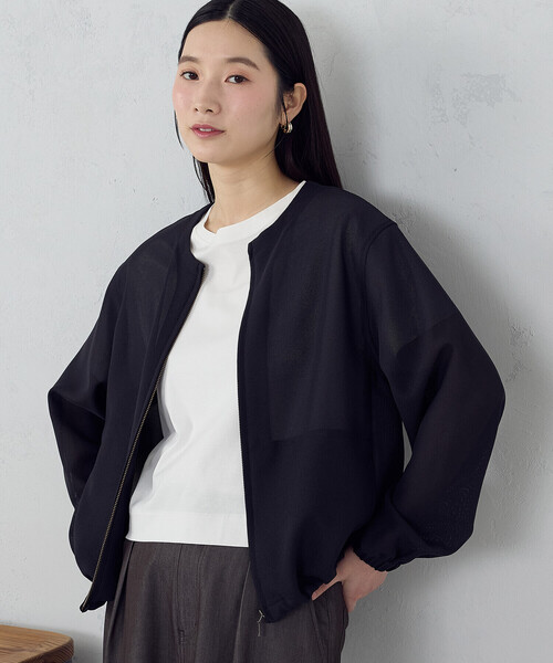 COMME CA ISM(コムサイズム)の「メッシュ ブルゾン(ブルゾン・レディース・ブラック/アイボリー・LARGE/MEDIUM)」の1枚目の写真