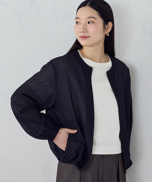 COMME CA ISM(コムサイズム)の「メッシュ ブルゾン(ブルゾン・レディース・ブラック/アイボリー・LARGE/MEDIUM)」の4枚目の写真