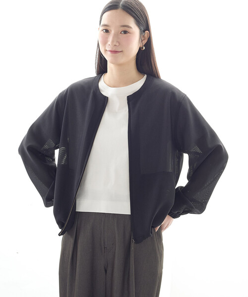 COMME CA ISM(コムサイズム)の「メッシュ ブルゾン(ブルゾン・レディース・ブラック/アイボリー・LARGE/MEDIUM)」の5枚目の写真