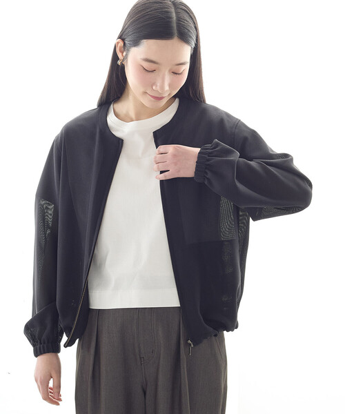 COMME CA ISM(コムサイズム)の「メッシュ ブルゾン(ブルゾン・レディース・ブラック/アイボリー・LARGE/MEDIUM)」の6枚目の写真