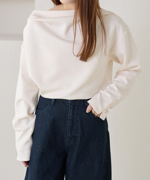 apres jour clair(アプレジュールクレア)の「【apres jour clair】ドレープラメトップス(Tシャツ/カットソー・レディース・チャコールグレー/アイボリー/ネイビー・X-LARGE/フリー)」の17枚目の写真