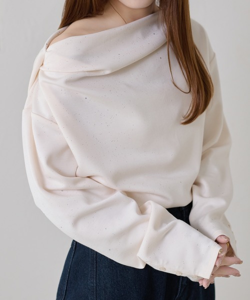 apres jour clair(アプレジュールクレア)の「【apres jour clair】ドレープラメトップス(Tシャツ/カットソー・レディース・チャコールグレー/アイボリー/ネイビー・X-LARGE/フリー)」の18枚目の写真