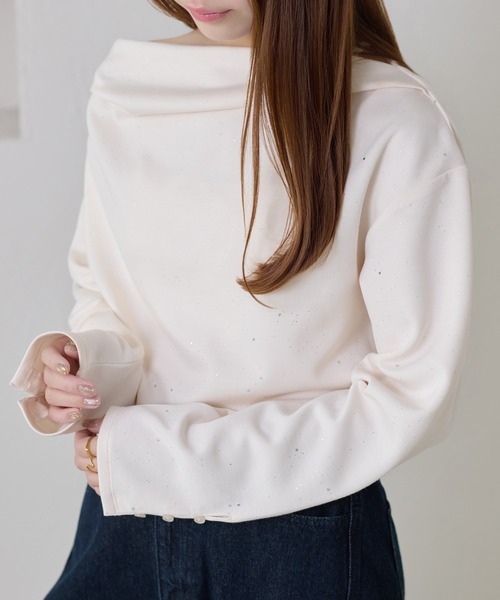 apres jour clair(アプレジュールクレア)の「【apres jour clair】ドレープラメトップス(Tシャツ/カットソー・レディース・チャコールグレー/アイボリー/ネイビー・X-LARGE/フリー)」の20枚目の写真