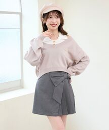 襟付ノースリニットセットオフショルニット