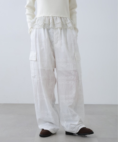 FREE'S MART（フリーズマート）の「◆レースカーゴパンツ（カーゴパンツ・レディース・ブラック/ホワイト・MEDIUM/SMALL）」の2枚目の写真