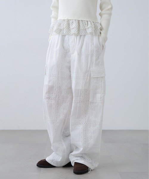 FREE'S MART（フリーズマート）の「◆レースカーゴパンツ（カーゴパンツ・レディース・ブラック/ホワイト・MEDIUM/SMALL）」の9枚目の写真