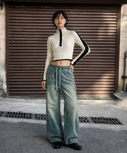 NESPA STUDIO（ネスパスタジオ）の「コアサイドピンタックワイドデニムパンツ3カラー[NSPD_2502]（デニムパンツ・レディース・ブルー/ライトブルー/チャコール・LARGE/MEDIUM/SMALL）」の9枚目の写真