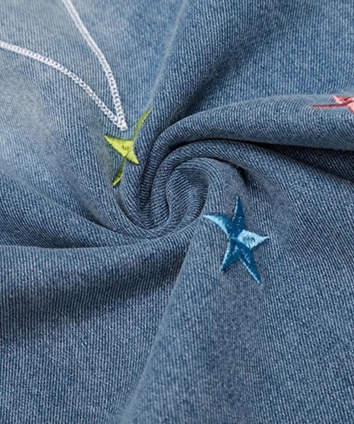MEMECLE(メメクル)の「【 MEMECLE / メメクル 】ウィッシュコア カラフルスターデニムパンツ 刺繍 バギー(デニムパンツ・レディース・ブルー・LARGE/MEDIUM/SMALL)」の3枚目の写真