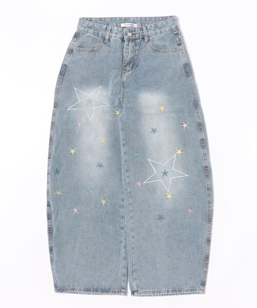 MEMECLE(メメクル)の「【 MEMECLE / メメクル 】ウィッシュコア カラフルスターデニムパンツ 刺繍 バギー(デニムパンツ・レディース・ブルー・LARGE/MEDIUM/SMALL)」の6枚目の写真
