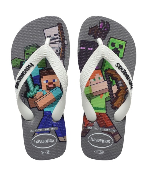 havaianas(ハワイアナス)の「KIDS MINECRAFT(サンダル・キッズ・グリーン/グレー系・16cm/17cm/18cm/19cm/20cm)」の3枚目の写真