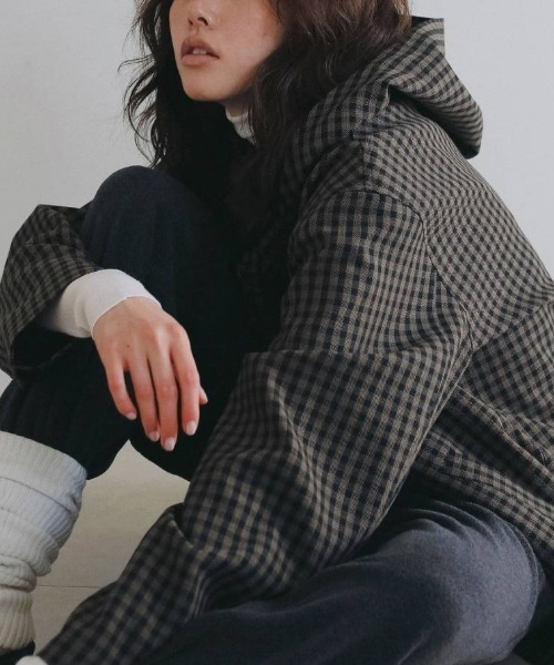 anuke(アンヌーク)の「anuke Check Coverall Jacket チェックカバーオールジャケット/62620102(その他アウター・レディース・ブラウン・36/38)」の2枚目の写真
