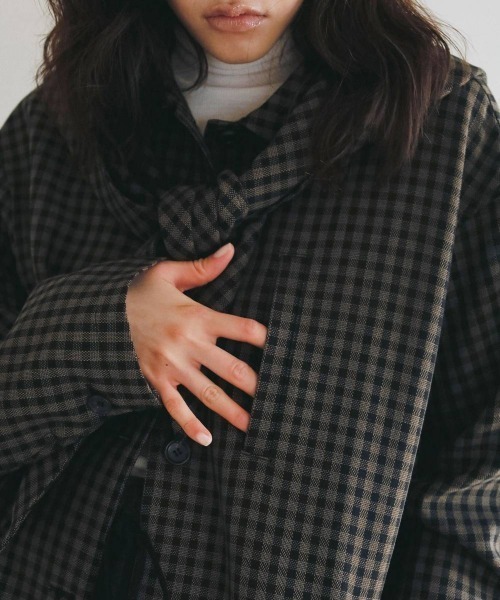 anuke(アンヌーク)の「anuke Check Coverall Jacket チェックカバーオールジャケット/62620102(その他アウター・レディース・ブラウン・36/38)」の4枚目の写真
