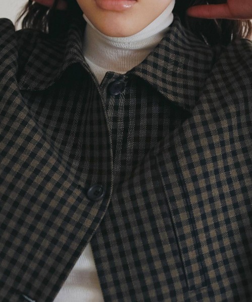 anuke(アンヌーク)の「anuke Check Coverall Jacket チェックカバーオールジャケット/62620102(その他アウター・レディース・ブラウン・36/38)」の8枚目の写真