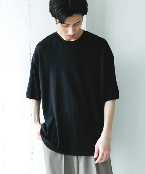 URBAN RESEARCH DOORS（アーバンリサーチドアーズ）の「PURE WOOL クルーネックショートスリーブTシャツ（Tシャツ/カットソー・メンズ・グレー/ブラック・MEDIUM/LARGE）」の2枚目の写真