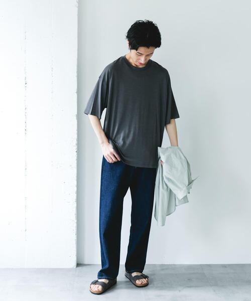 URBAN RESEARCH DOORS（アーバンリサーチドアーズ）の「PURE WOOL クルーネックショートスリーブTシャツ（Tシャツ/カットソー・メンズ・グレー/ブラック・MEDIUM/LARGE）」の8枚目の写真