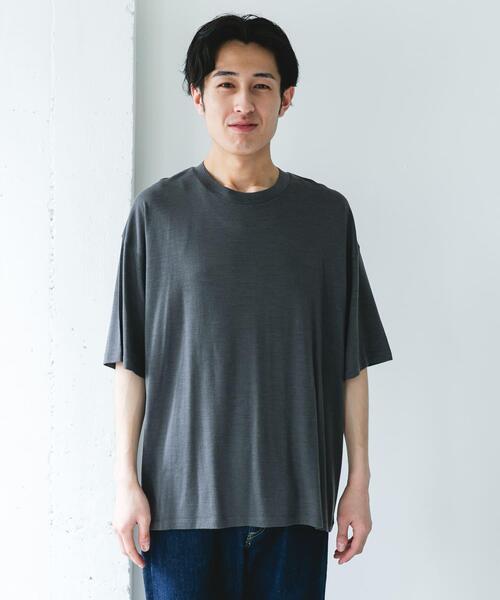 URBAN RESEARCH DOORS（アーバンリサーチドアーズ）の「PURE WOOL クルーネックショートスリーブTシャツ（Tシャツ/カットソー・メンズ・グレー/ブラック・MEDIUM/LARGE）」の10枚目の写真