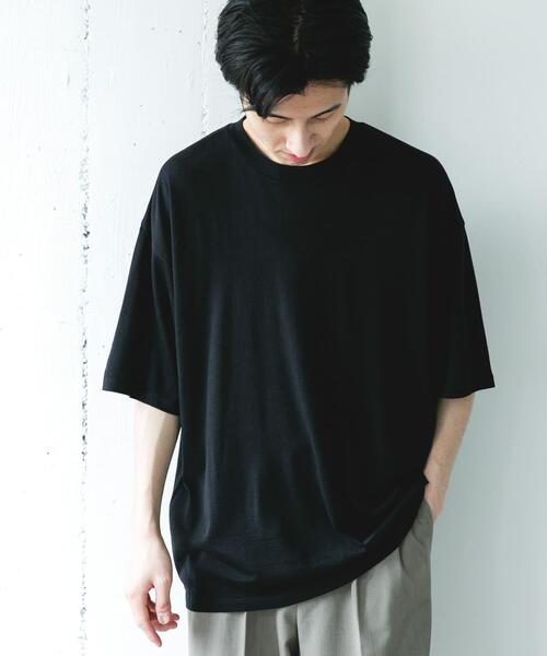 URBAN RESEARCH DOORS（アーバンリサーチドアーズ）の「PURE WOOL クルーネックショートスリーブTシャツ（Tシャツ/カットソー・メンズ・グレー/ブラック・MEDIUM/LARGE）」の18枚目の写真