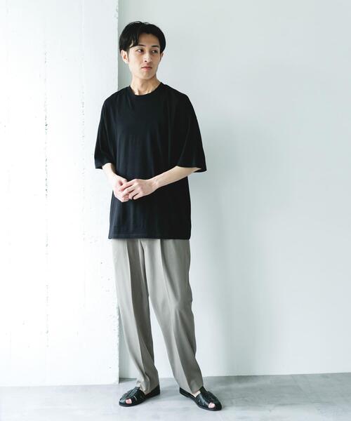 URBAN RESEARCH DOORS（アーバンリサーチドアーズ）の「PURE WOOL クルーネックショートスリーブTシャツ（Tシャツ/カットソー・メンズ・グレー/ブラック・MEDIUM/LARGE）」の22枚目の写真