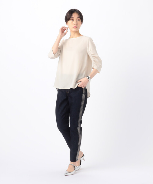 K.T KIYOKO TAKASE(キヨコタカセ)の「中空ストレッチデニム ウエストリブパンツ(デニムパンツ・レディース・ネイビー・9号)」の4枚目の写真