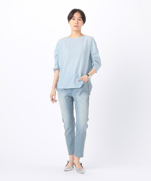 K.T KIYOKO TAKASE(キヨコタカセ)の「中空ストレッチデニム ウエストリブパンツ(デニムパンツ・レディース・ネイビー・9号)」の6枚目の写真