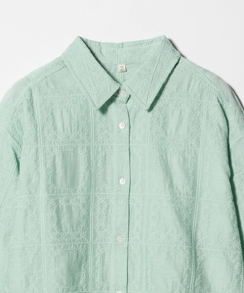 セール】シアー クロス ステッチ シャツ（シャツ/ブラウス）｜green