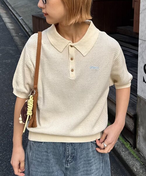 GEVACO（ゲバコ）の「【GEVACO/ゲバコ】半袖透かしニットポロ（ポロシャツ・レディース・ネイビー/ミント/アイボリー・SMALL/MEDIUM/LARGE）」の18枚目の写真