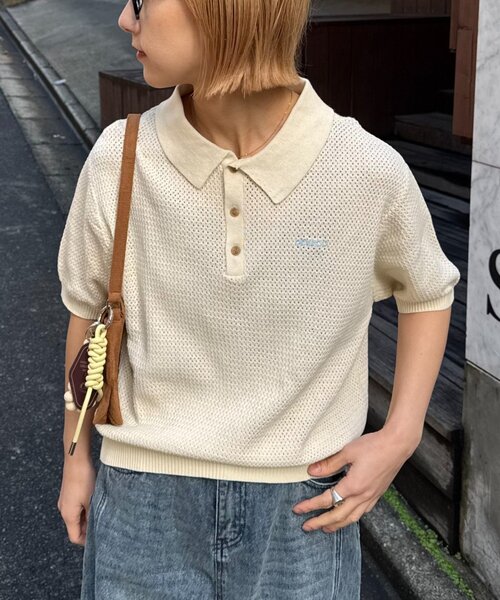 GEVACO（ゲバコ）の「【GEVACO/ゲバコ】半袖透かしニットポロ（ポロシャツ・レディース・ネイビー/ミント/アイボリー・SMALL/MEDIUM/LARGE）」の19枚目の写真