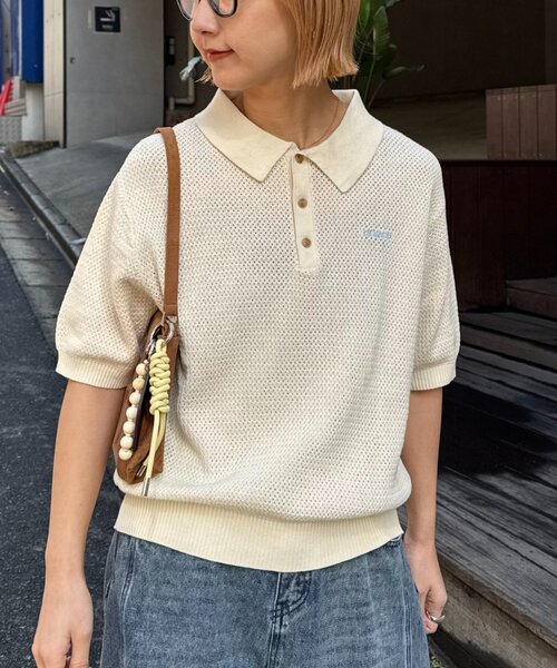 GEVACO（ゲバコ）の「【GEVACO/ゲバコ】半袖透かしニットポロ（ポロシャツ・レディース・ネイビー/ミント/アイボリー・SMALL/MEDIUM/LARGE）」の20枚目の写真