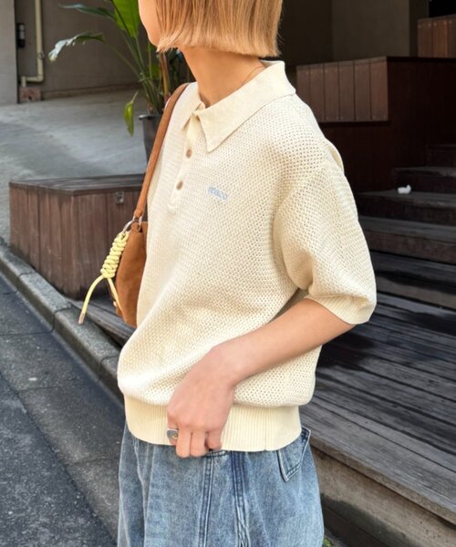 GEVACO（ゲバコ）の「【GEVACO/ゲバコ】半袖透かしニットポロ（ポロシャツ・レディース・ネイビー/ミント/アイボリー・SMALL/MEDIUM/LARGE）」の22枚目の写真