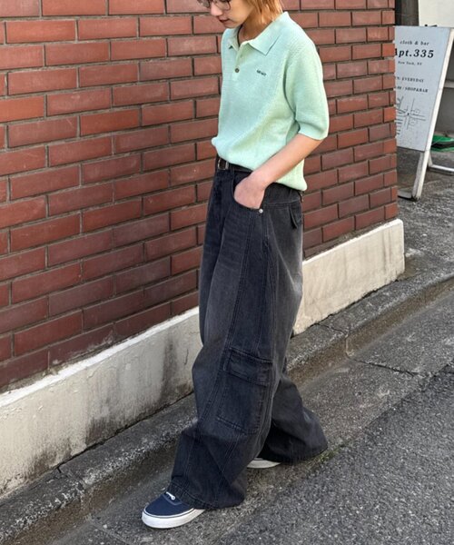 GEVACO（ゲバコ）の「【GEVACO/ゲバコ】半袖透かしニットポロ（ポロシャツ・レディース・ネイビー/ミント/アイボリー・SMALL/MEDIUM/LARGE）」の5枚目の写真