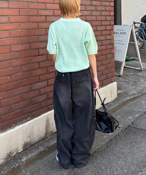 GEVACO（ゲバコ）の「【GEVACO/ゲバコ】半袖透かしニットポロ（ポロシャツ・レディース・ネイビー/ミント/アイボリー・SMALL/MEDIUM/LARGE）」の6枚目の写真