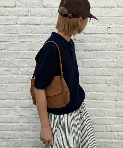 GEVACO（ゲバコ）の「【GEVACO/ゲバコ】半袖透かしニットポロ（ポロシャツ・レディース・ネイビー/ミント/アイボリー・SMALL/MEDIUM/LARGE）」の9枚目の写真